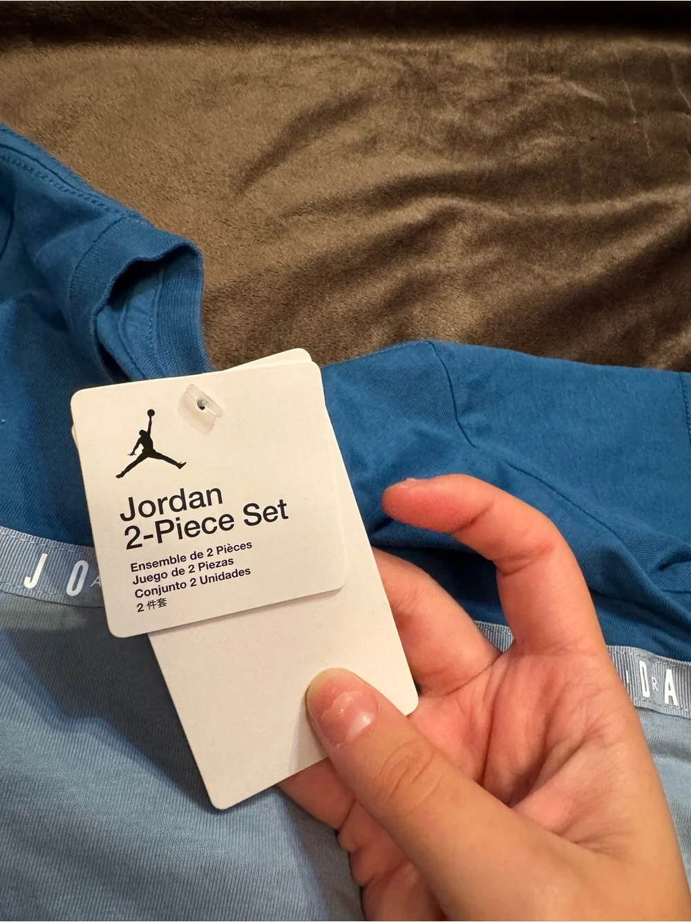 Jordan Blue and Light Blue Kids Two-Tone Short Pajama Set